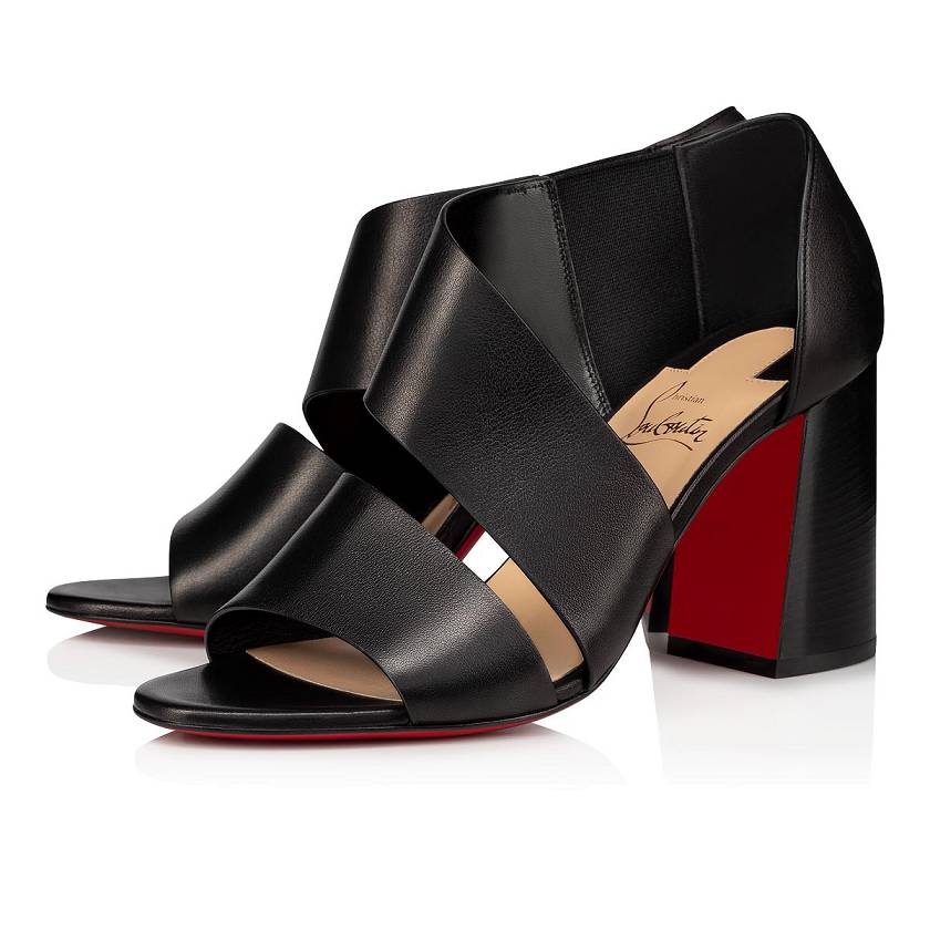Women's Christian Louboutin Fibi 85mm Leather Sandals - Black [6935-074]